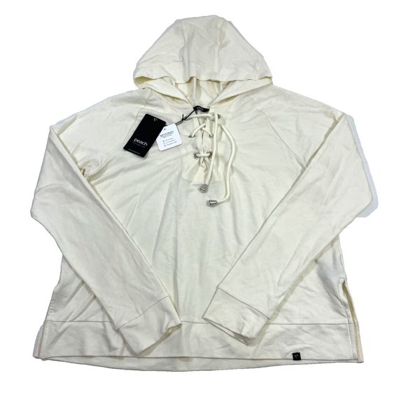 WOMEN'S PEACH SHAFER HOODIE TOPS NWT - SIZE L - CREAM WHITE COLOR NEW - Picture 3 of 12
